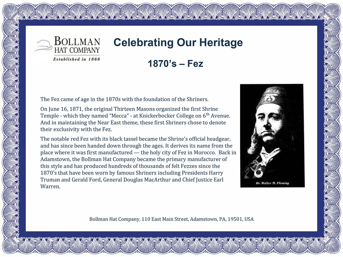 1870s Bollman Heritage Collection Fez 10 1870s Bollman Heritage Collection Fez - Image 8
