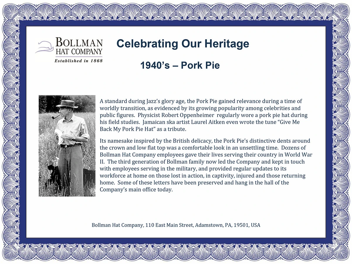 1940s Bollman Heritage Collection Pork Pie 10 1940s Bollman Heritage Collection Pork Pie - Image 8