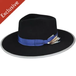 214 Fedora -Kangol Sales Shop 214 trimmed and crowned 214 fedora black 1 2 1