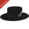 313 Boater -Kangol Sales Shop 313 trimmed and crowned 313 fedora black 1 5