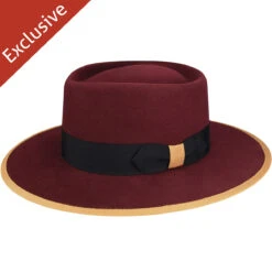 415 Fedora -Kangol Sales Shop 415 trimmed and crowned 415 fedora burgundy 1 3 1