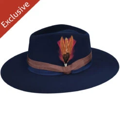 713 Fedora -Kangol Sales Shop 713 trimmed and crowned 713 fedora navy 1 5