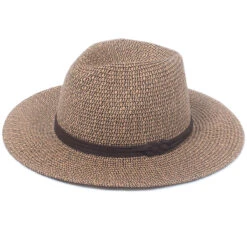 Marled Straw Knotted Faux Suede Trim Fedora