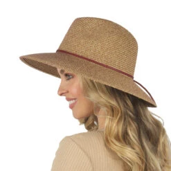 Marled Straw PU Band Fedora -Kangol Sales Shop apn9354 david young marled straw pu band fedora fedora brown 2 1