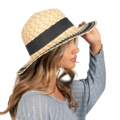 Multi Marled Straw Fedora -Kangol Sales Shop gwpn2195 david young multi marled straw fedora fedora black 2 1 1