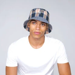 Kangol Plaid Mash-Up Bucket -Kangol Sales Shop k5297 kangol plaid mashup bucket mykonos blue 7 4