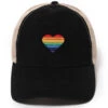 Rainbow Heart Mesh Back Ponyflo Baseball Cap -Kangol Sales Shop lcapmt792 d y rainbow heart mesh back ponyflo baseball black 1