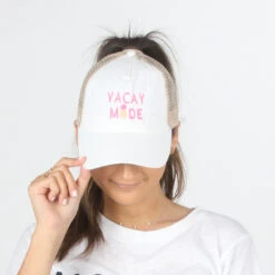 Vacay Mode Mesh Back Ponyflo Baseball Cap -Kangol Sales Shop lcapmt988 d y vacay mode ponyflo baseball white 2 1