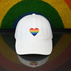 Rainbow Heart Ponyflo Baseball Cap -Kangol Sales Shop lcapt792 rainbow heart ponyflo baseball white 0092 1